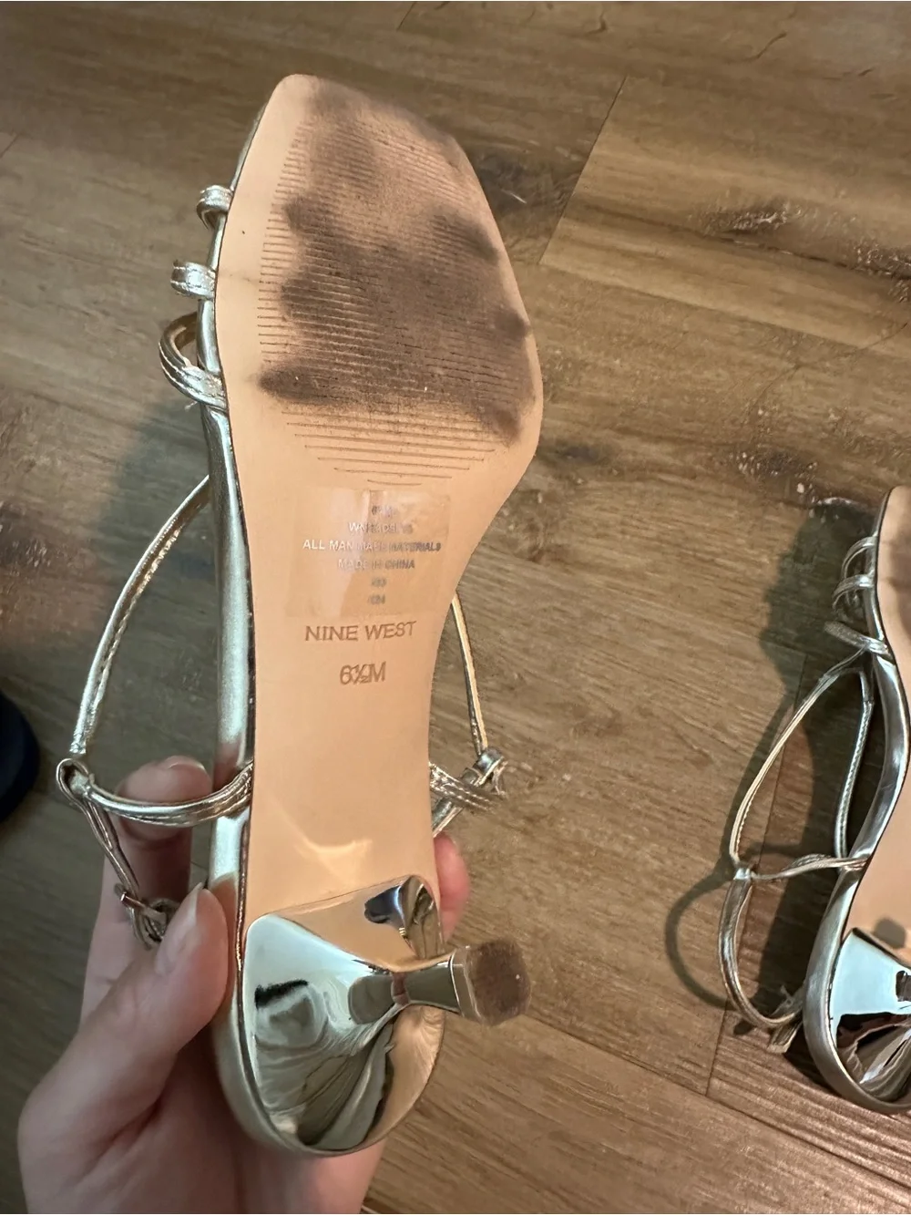 Nine West Rose Gold Strappy Knotted Slingback Heels